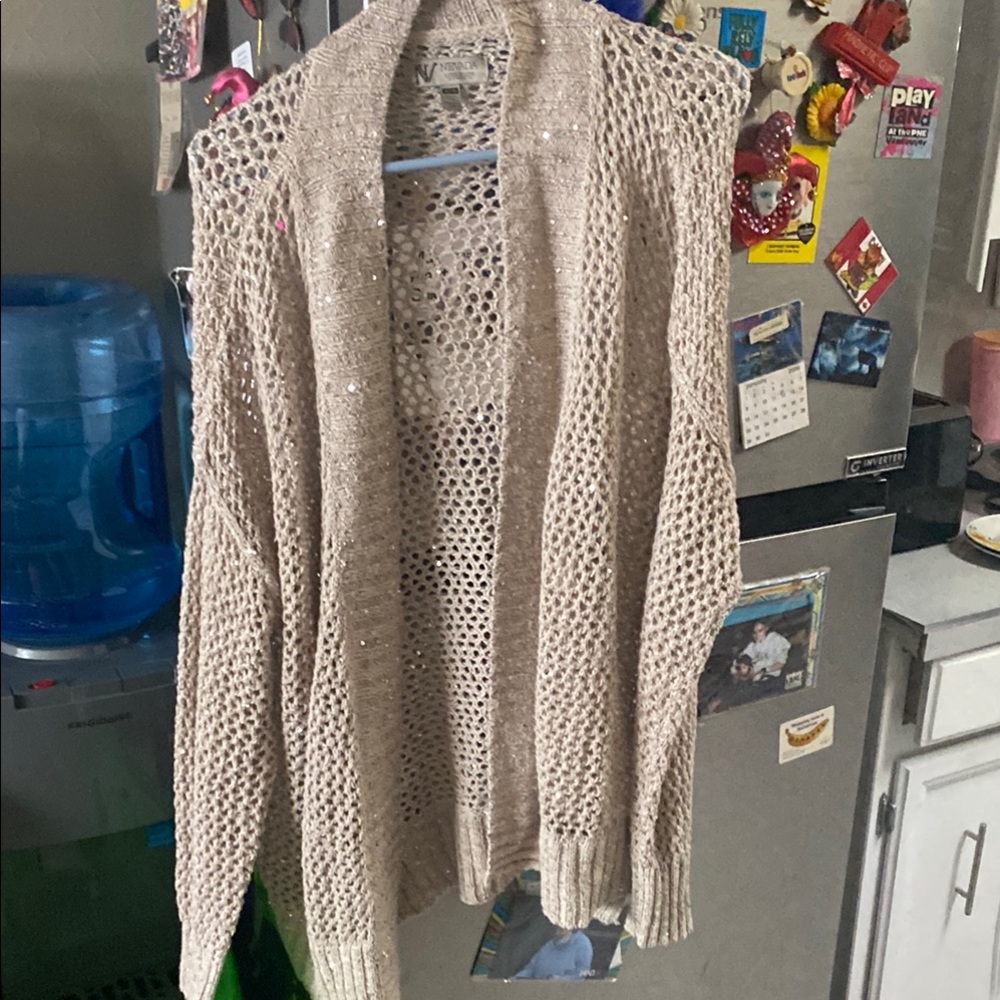 Tan Chunky Knit Cardigan Sweater